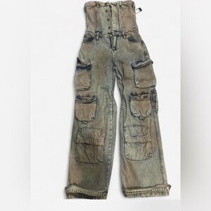 Denim Cargo Jumpsuit